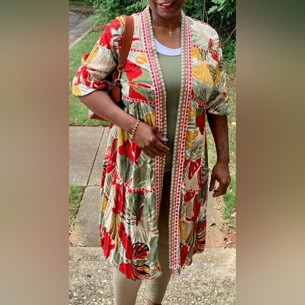 Cato Floral Kimono Cardigan